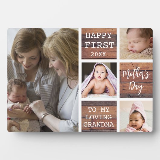 ハッピーファースト母の日おばあちゃん4フォトウッド フォトプラーク (正面)