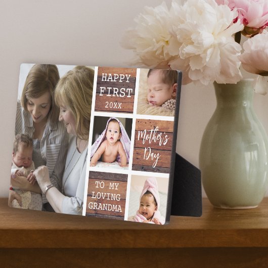 ハッピーファースト母の日おばあちゃん4フォトウッド フォトプラーク