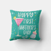 ハッピーファースト母の日かわいいエレガント装飾用クッション クッション (裏面)
