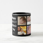 ハッピーファースト父の日ブラック8フォトコラージュ マグカップ (中央)