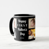 ハッピーファースト父の日ブラック8フォトコラージュ マグカップ (正面左)