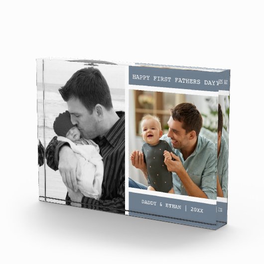 ハッピーファースト父の日2写真コラージグレイ フォトブロック (右)