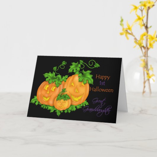 ハッピーファースト素晴らしハロウィーン – 孫娘 カード (黄色い花)