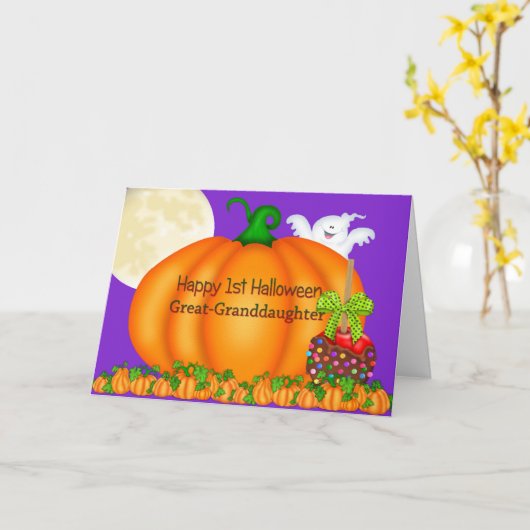 ハッピーファースト素晴らしハロウィーン – 孫娘 カード (黄色い花)