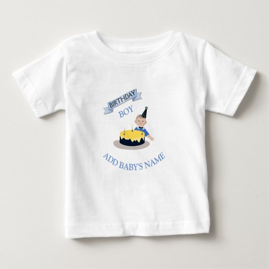 ハッピーファースト誕生日かわいい男の赤ちゃん ベビーTシャツ (正面)