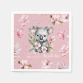 ハッピーファースト誕生日ウォーターカラーコアラ スタンダードカクテルナプキン (正面)