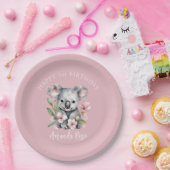 ハッピーファースト誕生日ウォーターカラーコアラ ペーパープレート (パーティー)