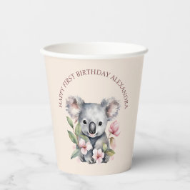 ハッピーファースト誕生日ウォーターカラーコアラ 紙コップ