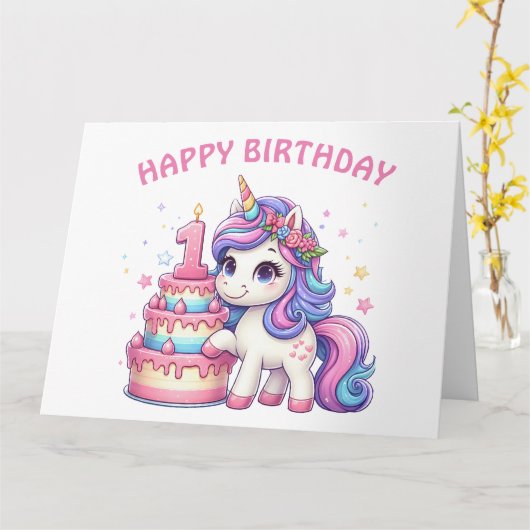 ハッピーファースト誕生日カード カード (黄色い花)