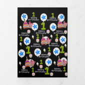 ハッピーファースト誕生日カード、#1誕生日ブラック 三つ折りカード (カバー)