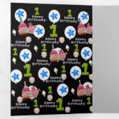 ハッピーファースト誕生日カード、#1誕生日ブラック 三つ折りカード (内部最初)