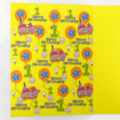 ハッピーファースト誕生日カード、#1誕生日黄 三つ折りカード (内部最初)