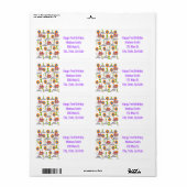 ハッピーファースト誕生日住所 シールホワイト ラベル (フルシート)