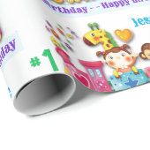 ハッピーファースト誕生日名前をカスタムする&エイジキュートレイン ラッピングペーパー (ロールコーナー)