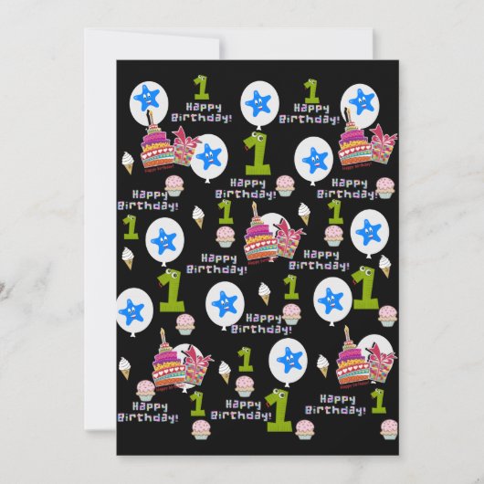 ハッピーファースト誕生日招待状ファースト誕生日#1 招待状 (正面)