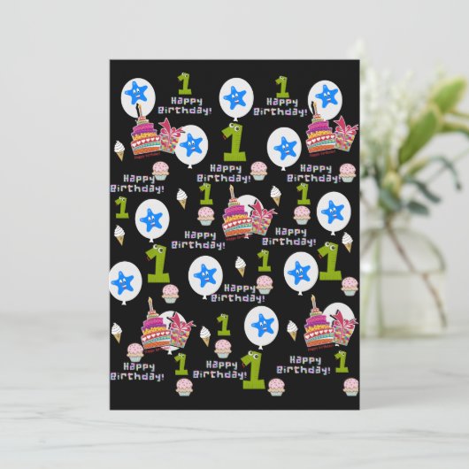 ハッピーファースト誕生日招待状ファースト誕生日#1 招待状 (スタンド正面)