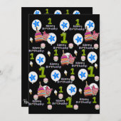 ハッピーファースト誕生日招待状ファースト誕生日#1 招待状 (正面/裏面)