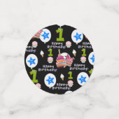 ハッピーファースト誕生日紙吹雪、#1誕生日ブラック コンフェッティ (スモール正面)