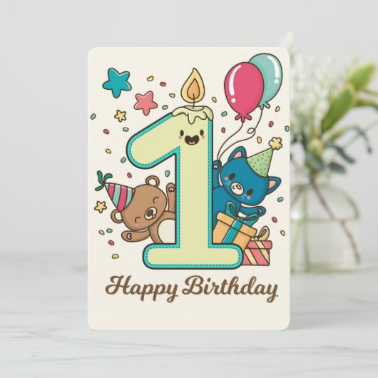 ハッピーファースト誕生日 シーズンカード (スタンド正面)