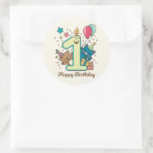 ハッピーファースト誕生日 ラウンドシール (バッグ)