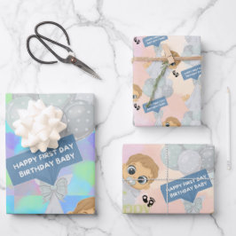 ハッピーファースト誕生日 ラッピングペーパーシート