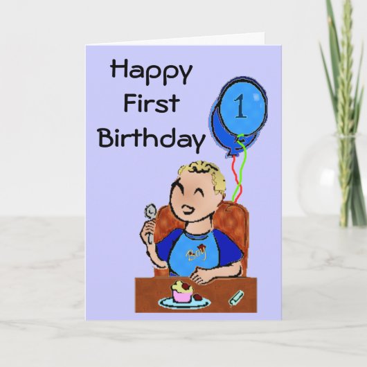 ハッピーファースト誕生日*男の子 カード (正面)
