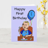 ハッピーファースト誕生日*男の子 カード (黄色い花)