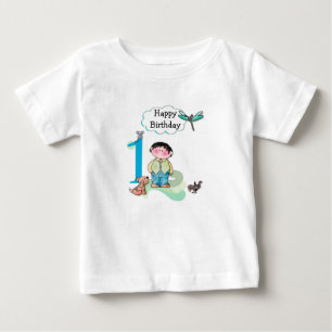 ハッピーファースト誕生日、誕生日ボーイジャージー ベビーTシャツ