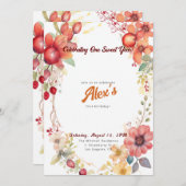 ハッピーファースト誕生日!1周年記念パーティー 招待状 (正面/裏面)