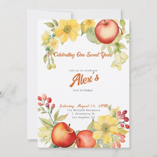 ハッピーファースト誕生日!1周年記念パーティー 招待状 (正面)