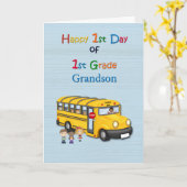 ハッピーファースト1日目の小学1年生の孫スクールバス カード (黄色い花)