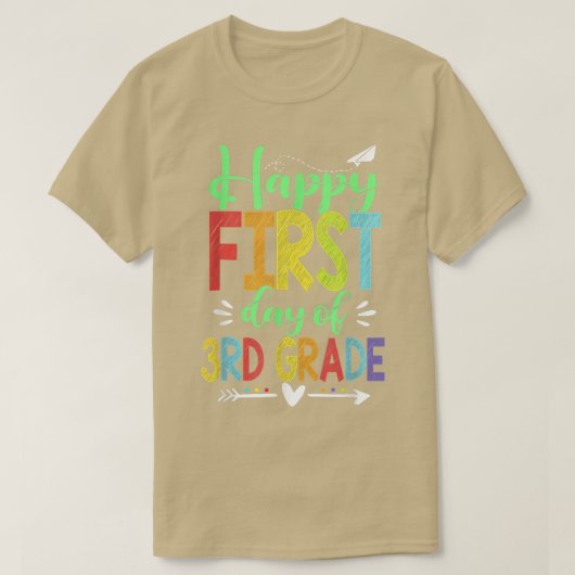 ハッピーファースト1日目の3年生新学期ティーシュ Tシャツ (デザイン正面)