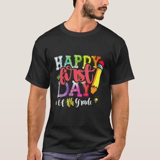 ハッピーファースト1日目の4年生絞り染めバックスクーオ Tシャツ (正面)