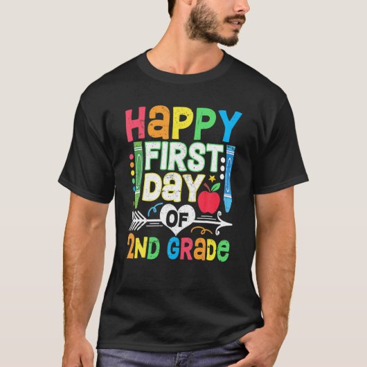 ハッピーファースト1日目2年生新学期ファースト Tシャツ (正面)