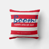 ハッピーファースト4オブ7月タイポグラフィファミリーモノグラム クッション (裏面)