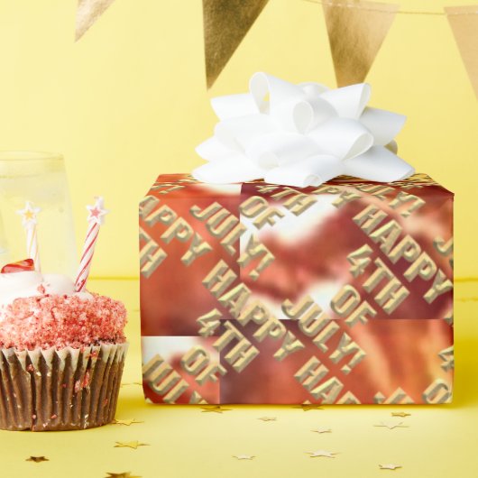 ハッピーファースト4th Of 7月花火光沢ラッピング紙 ラッピングペーパー (誕生日パーティー)