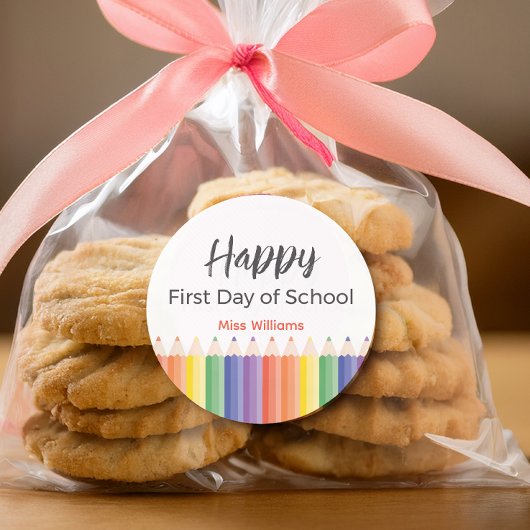 ハッピーファースト・デイスクール先生シール ラウンドシール