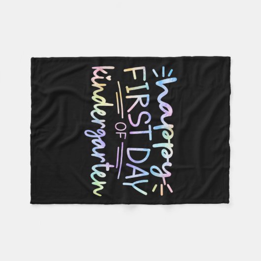 ハッピーファースト・デイ・オブ幼稚園先生絞り染めギ フリースブランケット (正面(横))