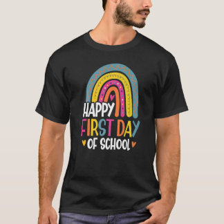 ハッピーファースト・デイ・オブ・スクール先生キッズ初日 Tシャツ