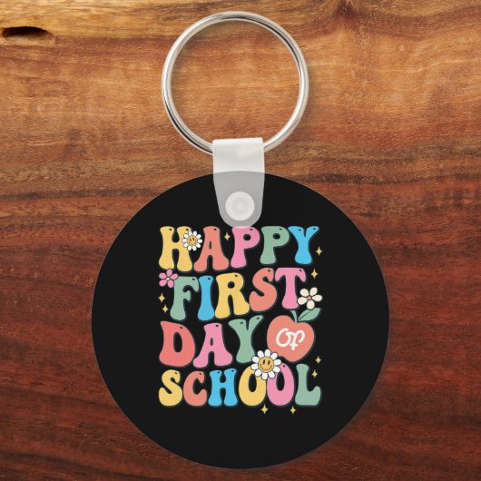 ハッピーファースト・デイ・オブ・スクール先生少年少女たち戻る キーホルダー (正面)