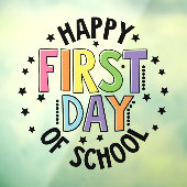 ハッピーファースト・デイ・オブ・スクール先生教育モダン ウィンドウサイン (シート3)