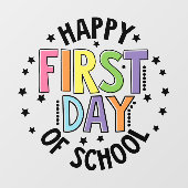 ハッピーファースト・デイ・オブ・スクール先生教育モダン ウィンドウサイン (シート)