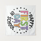 ハッピーファースト・デイ・オブ・スクール先生教育モダン タペストリー (正面(横))