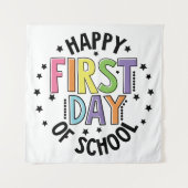 ハッピーファースト・デイ・オブ・スクール先生教育モダン タペストリー (正面)