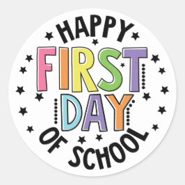 ハッピーファースト・デイ・オブ・スクール先生教育モダン ラウンドシール