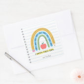 ハッピーファースト・デイ・オブ・スクール・ステッカー新学期 スクエアシール (封筒)