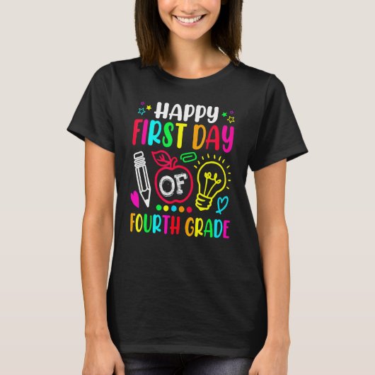 ハッピーファースト・デイ・オブ・4年生先生生徒達 Tシャツ (正面)