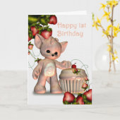 ハッピーファースト・バースデーガール カード (黄色い花)