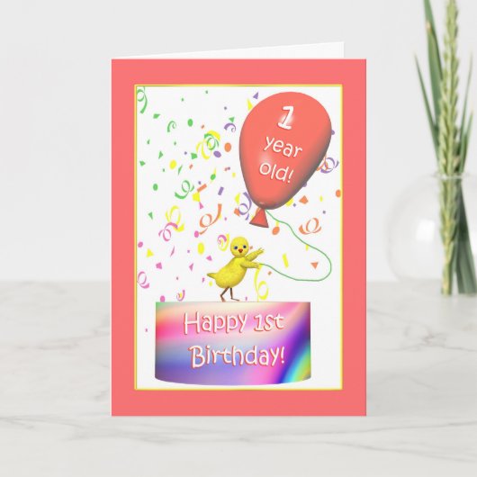 ハッピーファースト・バースデーチキン カード (正面)