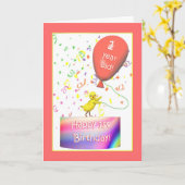 ハッピーファースト・バースデーチキン カード (黄色い花)